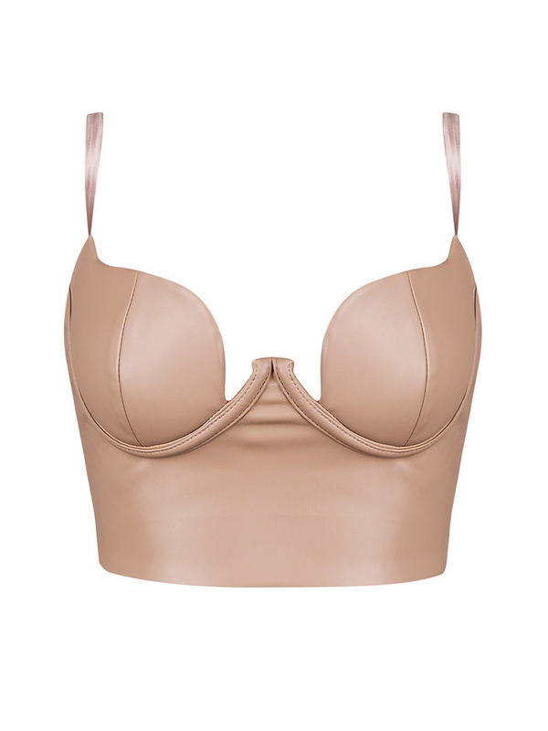 Gros-gros 2015 super chaud nouvelle sangle en cuir pu Kim Kardashian beige noir rose femmes sexy top top