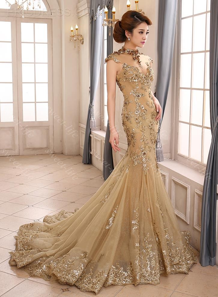 

2019 Luxury Mermaid Evening Dresses Backless Court Train Sequin Sheer Neck See Through Formal Prom Dress Beauty Queen Pageant Dress Gowns, Burgundy