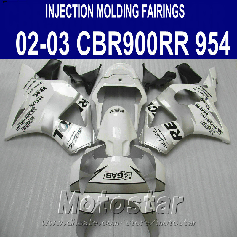 

Free customize fairing kit for Honda Injection molding cbr900rr fairings 954 2002 2003 CBR 900RR white silver REPSOL set CBR954 02 03 YR54, Same as the picture shows