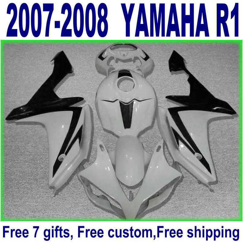

100% fit for YAMAHA YZF R1 2007 2008 black white high quality fairings set YZF-R1 07 08 fairing kit YQ83, Same as the picture shows