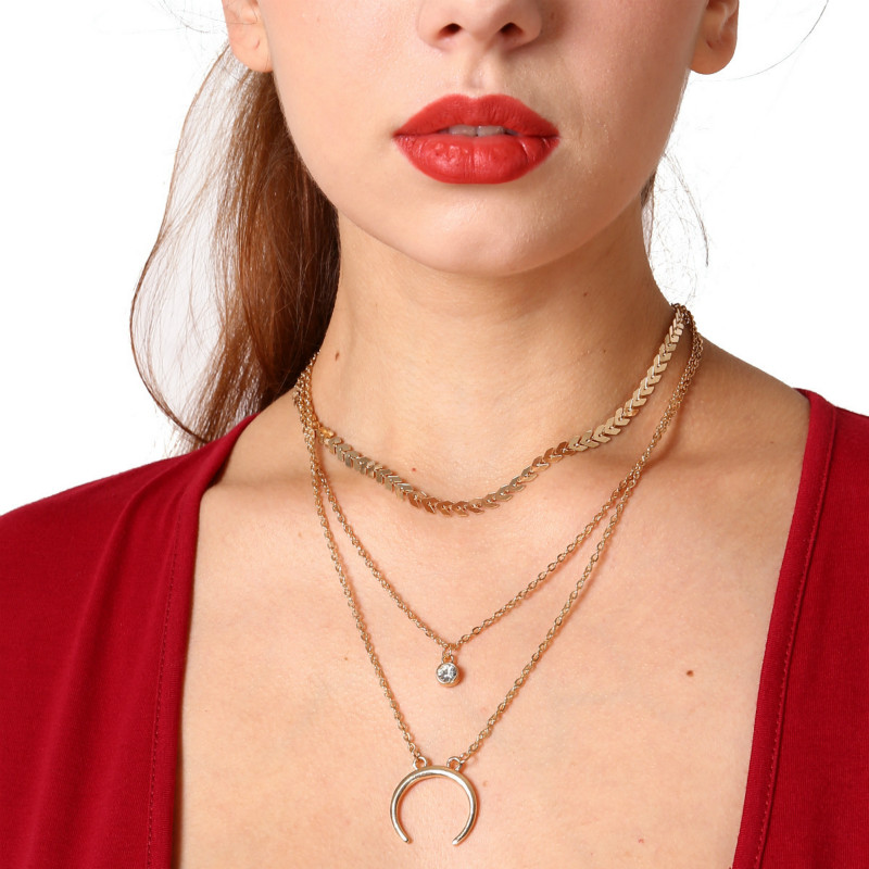 

Vintage Folk Style Multi Layer Choker Alloy Clavicle Necklace Women Fashion Pendant Jewelry Long Necklace Set Party Collier