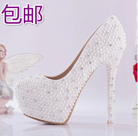 white pearl high heels