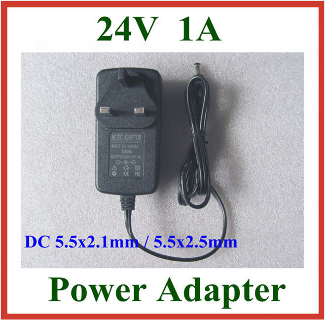 

50pcs AC 100-240V to DC 24V 1A Charger EU US UK Plug DC 5.5x2.1mm / 5.5x2.5mm 5.5*2.1mm / 5.5*2.5mm Power Supply Adapter