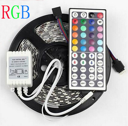 

5m RGB LED Strip Light 12V SMD5050 300 LEDS Strips + 44keys Remote Controller Non-waterproof Holiday Wedding Decoration Lights CE ROSH MOQ20