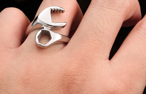 

Drop Ship Hot Sale 316L Titanium Stainless steel Punk Biker Wrench Man rings jewelry