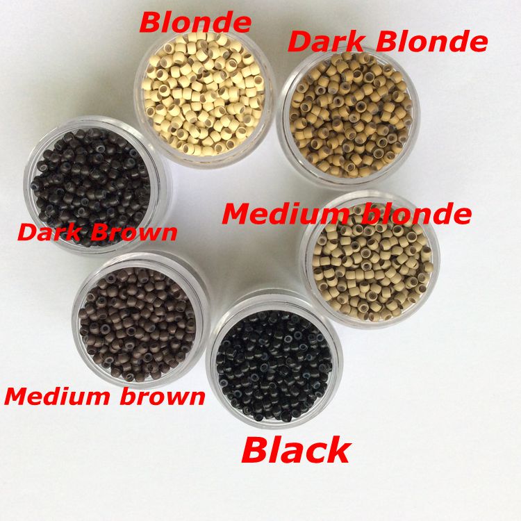 

1000pcs/Bottle 2.9mmx1.6mmx2.0mm Micro Copper silicone nano ring link beads Hair Extensions tools 7 colors