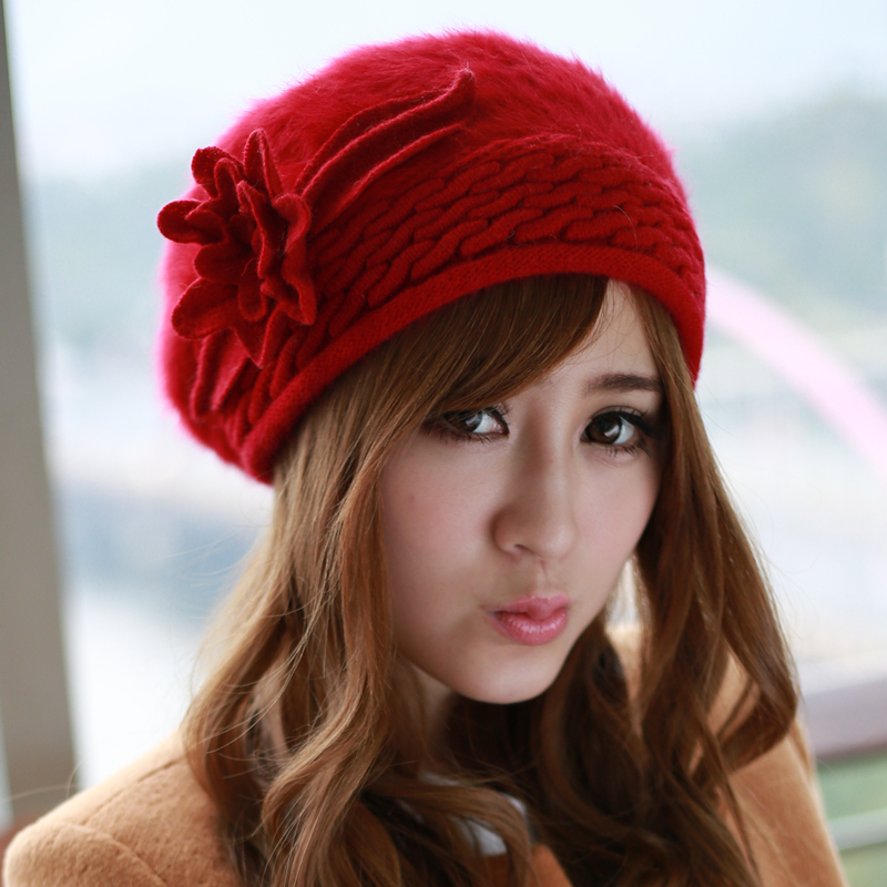En gros-Factory Outlet 2015 Nouvelle Arrivée Vente Chaude Automne et D'hiver Noir De Fourrure De Lapin Chapeau De Mode Doux Angora Bérets pour le