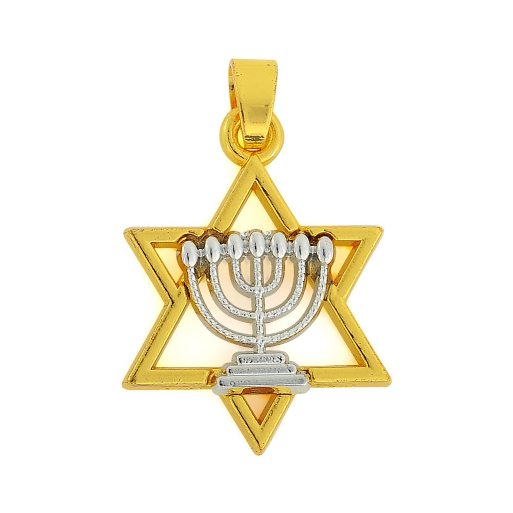 Livraison gratuite nouvelle mode facile à bricoler 20 * 31 mm alliage juif foi en rhodium Menorah et or David charme de 20pcs fabrication de bijo