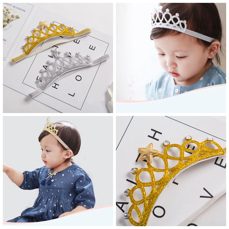 

Baby Girls Headbands Sparkle Crowns Kids Grace crown Hair Accessories Tiaras Headbands With Star Rhinestone Hair Accessories 2 Colors, Mix colors send