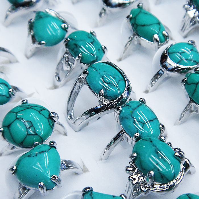 

Natural 10pcs Mix Style Turquoise Women Mens Ball Party Rings Free Shipping Wholesale Jewelry Lots A-110