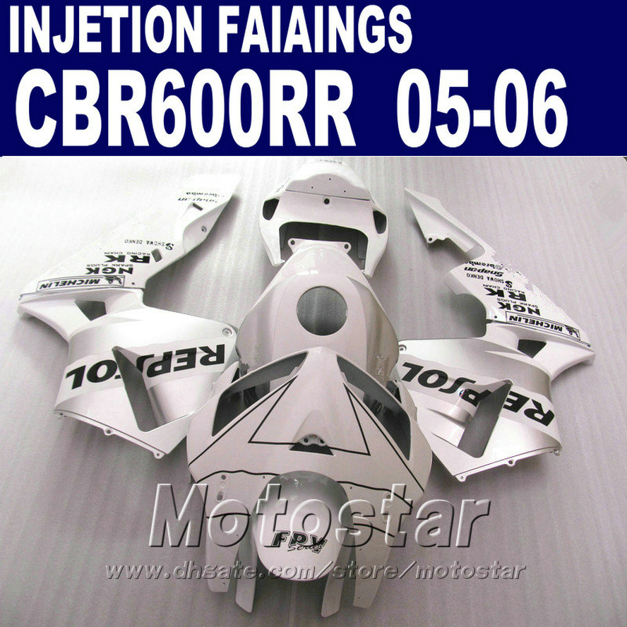 

Clear white body parts!Injection Molding for HONDA CBR 600 RR fairing 2005 2006 cbr600rr 05 06 cbr 600rr fairings kit KX4F, Same as picture