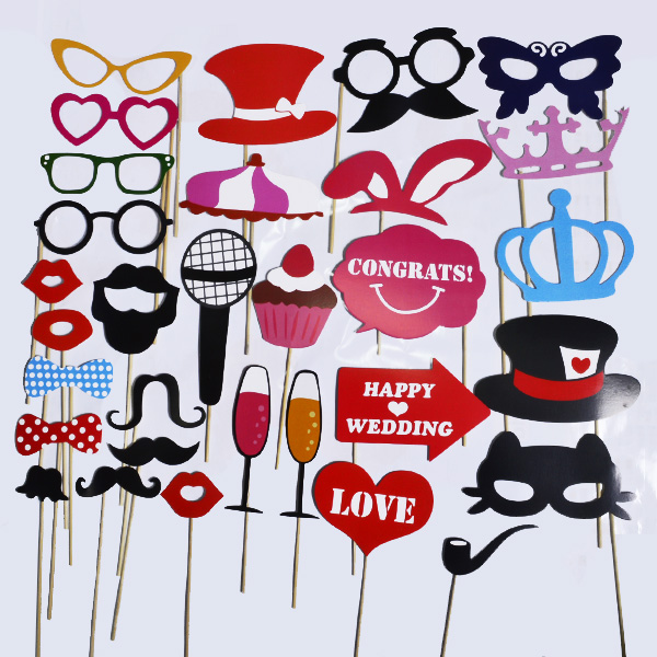 

Wedding Decorations 31pcs/lot Funny Photo Booth Props Red Funny Lips 2019 New Arrival Wedding Birthday Christmas Party Party Photo Props, Multi