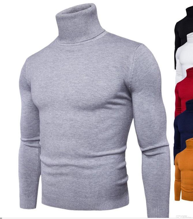 

High Quality Casual Sweater Men Pullovers Fashion Autumn Winter Knitting Long Sleeve Turtle Neck Knitwear Sweaters Multi-color -XXL T170730, Navy blue