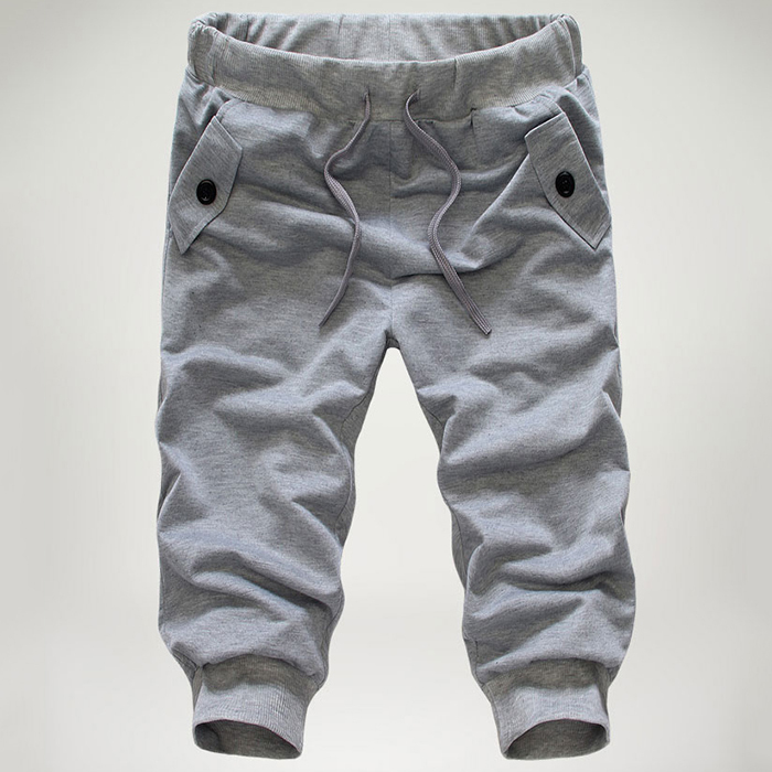 

Wholesale- 2016 New Men Loose Shorts Calf-Length Trousers Casual Jogger Shorts Low Crotch Harem Sweatpants, Black