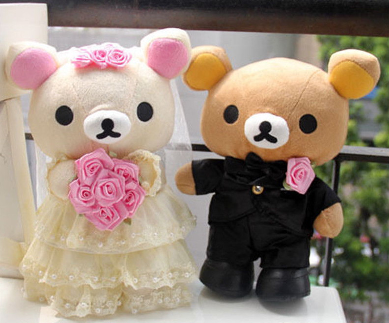 

Wholesale HOT Couple Dress Huaband Wife Rilakkuma Bear Wedding Marriage Dolls Toy gifts 10inch, Multicolor