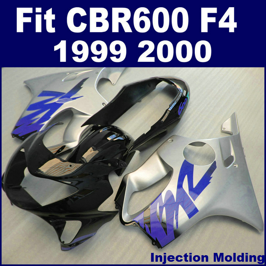 

ABS racing Injection molding for HONDA fairing parts CBR 600 F4 1999 2000 silver black cbr600 f4 99 00 bodykit VTIF, Same as picture