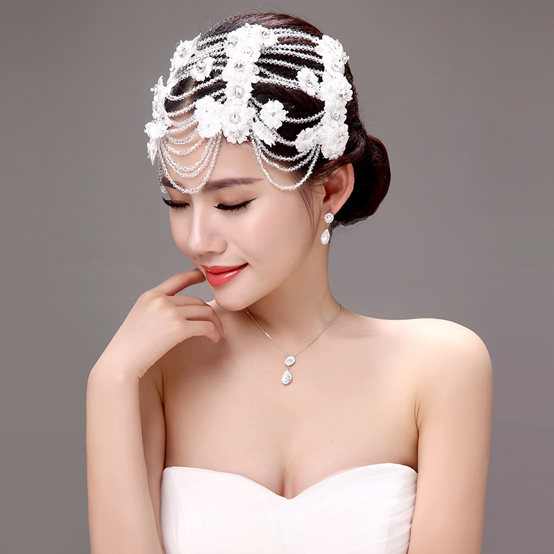 

Cheap Bridal Tiaras Hair Accessories with Silk Flower Crystal Wedding Accessories 2015, Silver
