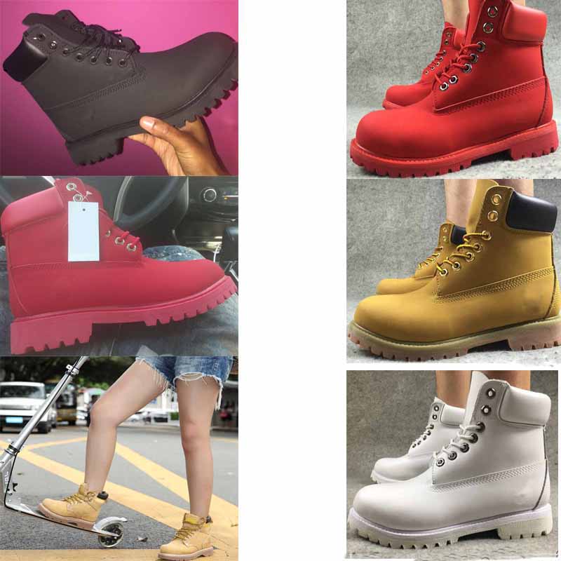 Top Brand Cool white Yellow Boot Fashion Leather Waterproof Men Women boots Winter Walking Boot for Camping Hiking Shoes Work Boots EUR36-46