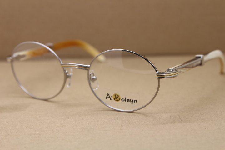 

glasses frames women or Man Gold Round White Buffalo Horn Eyeglasses optical glasses frame 7550178 Eyewear C Decoration gold frame glasses, Silver