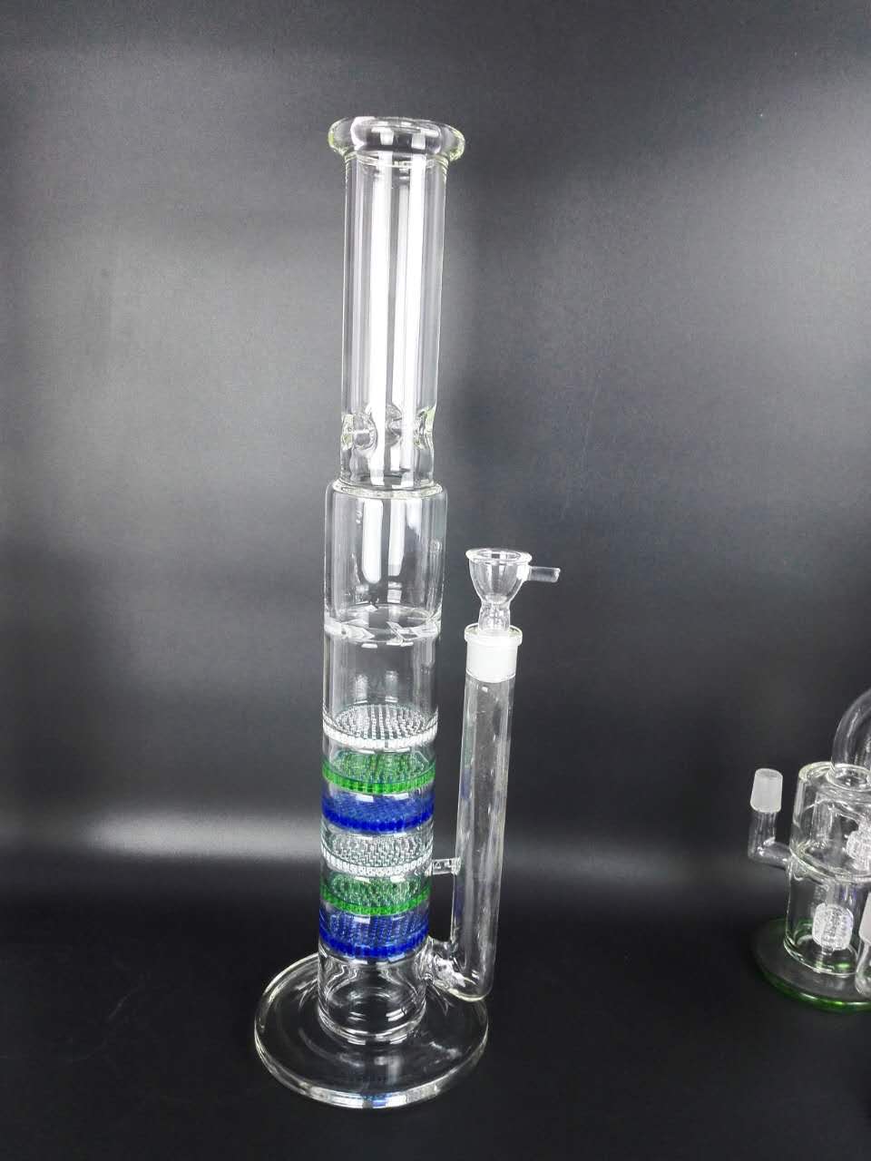

H:48CM D:6CM. Glass bong Handy Water Pipe 7 Layer 18mm Joint Glass Bowl Portable,Colorful glass honeycomb filter,