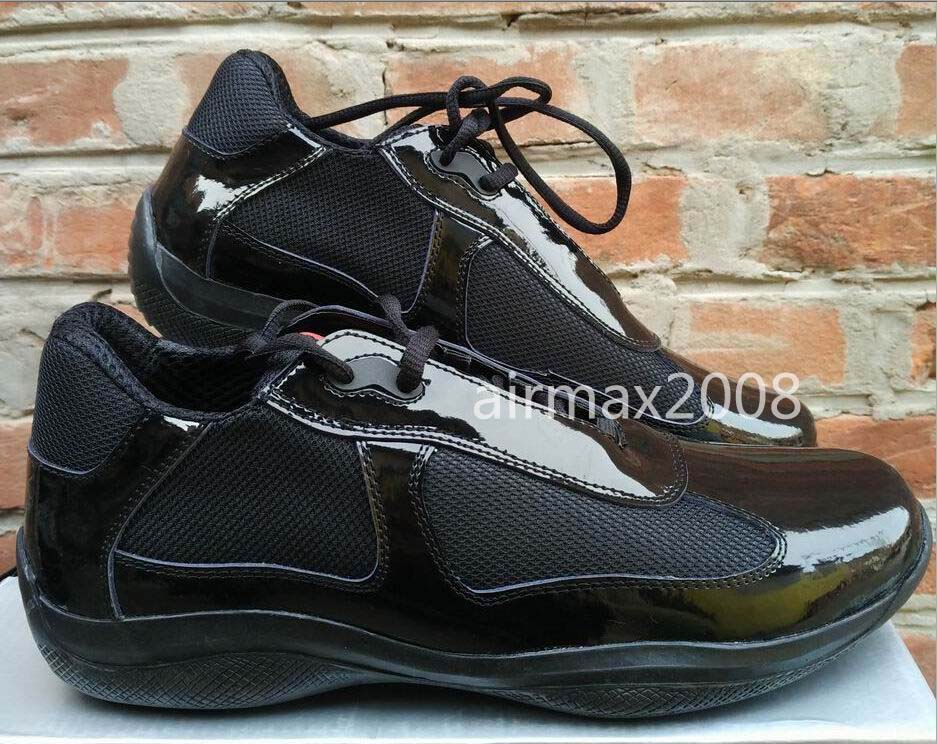 

Brand New Mens Casual Comfort Shoes Fashion Trending Shoes For man American Cup Patent Leather with Mesh Breathable Shoes Size 39-46, Black