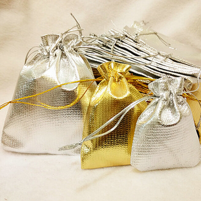 

Gold Silver Plated Gauze Satin Jewelry pouches gift bags Organza Jewelry Wedding Party Candy bag 5*7cm 7*9cm 9*12cm 13*18cm Free Shipping