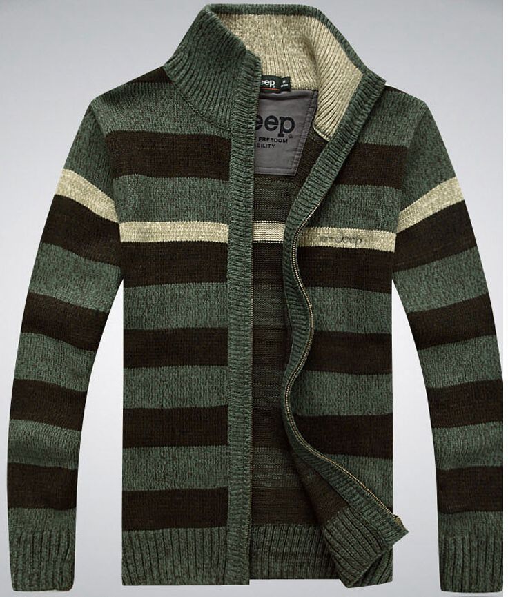 

Wholesale-2015 NEW Casual Winter Man Cardigans Men's Sweater Thick velvet Knitwear Stand collar Wool Blended Warm Clothing Solid Plus Size, Flowers green