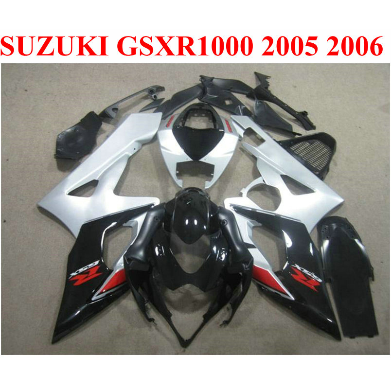 

Customize motorcycle parts for SUZUKI GSXR1000 2005 2006 fairing kit K5 K6 05 06 GSXR 1000 black silver ABS fairings set EF64, Same as the picture shows