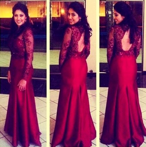 

Dark Red Mermaid style Evening Dresses 2016 with Long Sleeve Sequins Applique Lace Elegant Vestidos de Festa Satin Formal Prom Party Gowns, Blue