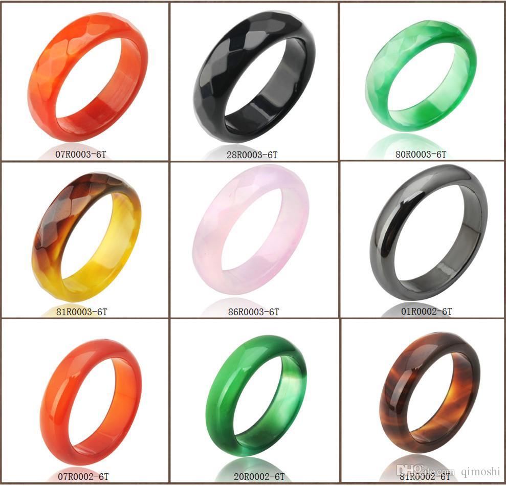

Hot Sale high quality Natural Agate jade Crystal gemstone jewelry engagement wedding rings for women and men Love gifts more Color optional