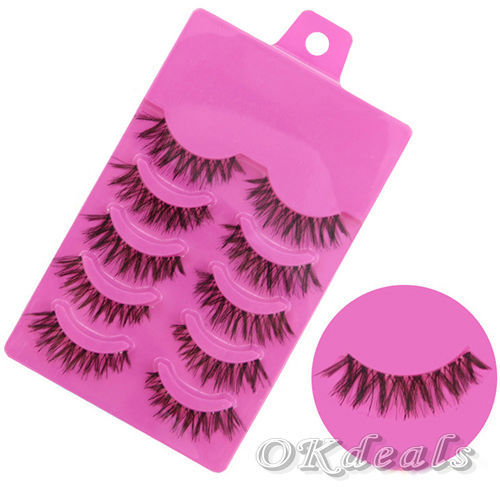 

Wholesale-5 Pairs Stunning Makeup Handmade Messy Natural Cross False Eyelashes Eye Lashes