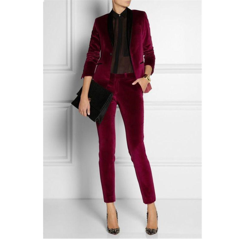 Velvet Women Ladies Business Office Tuxedos Formal Work Wear New Fashion Suits 2 pieces (jacket + pants) made to order
