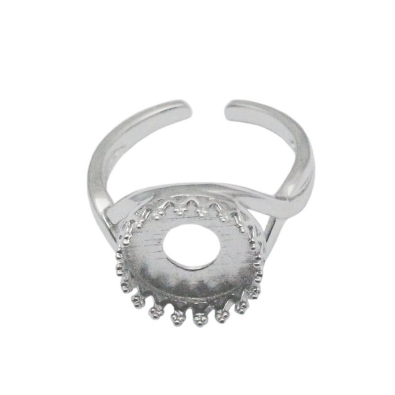 

Beadsnice bezel crown ring setting 925 sterling silver wire crown bezel for 12mm round cabochon silver ring blanks ID 32845