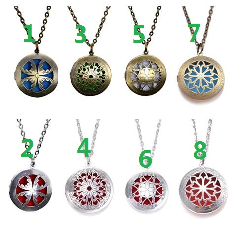 

Mixed order 4 style 24" With Chain Pads Round Aromatherapy Lockets Pendants Perfume Essential Oil Diffuser Locket Necklace