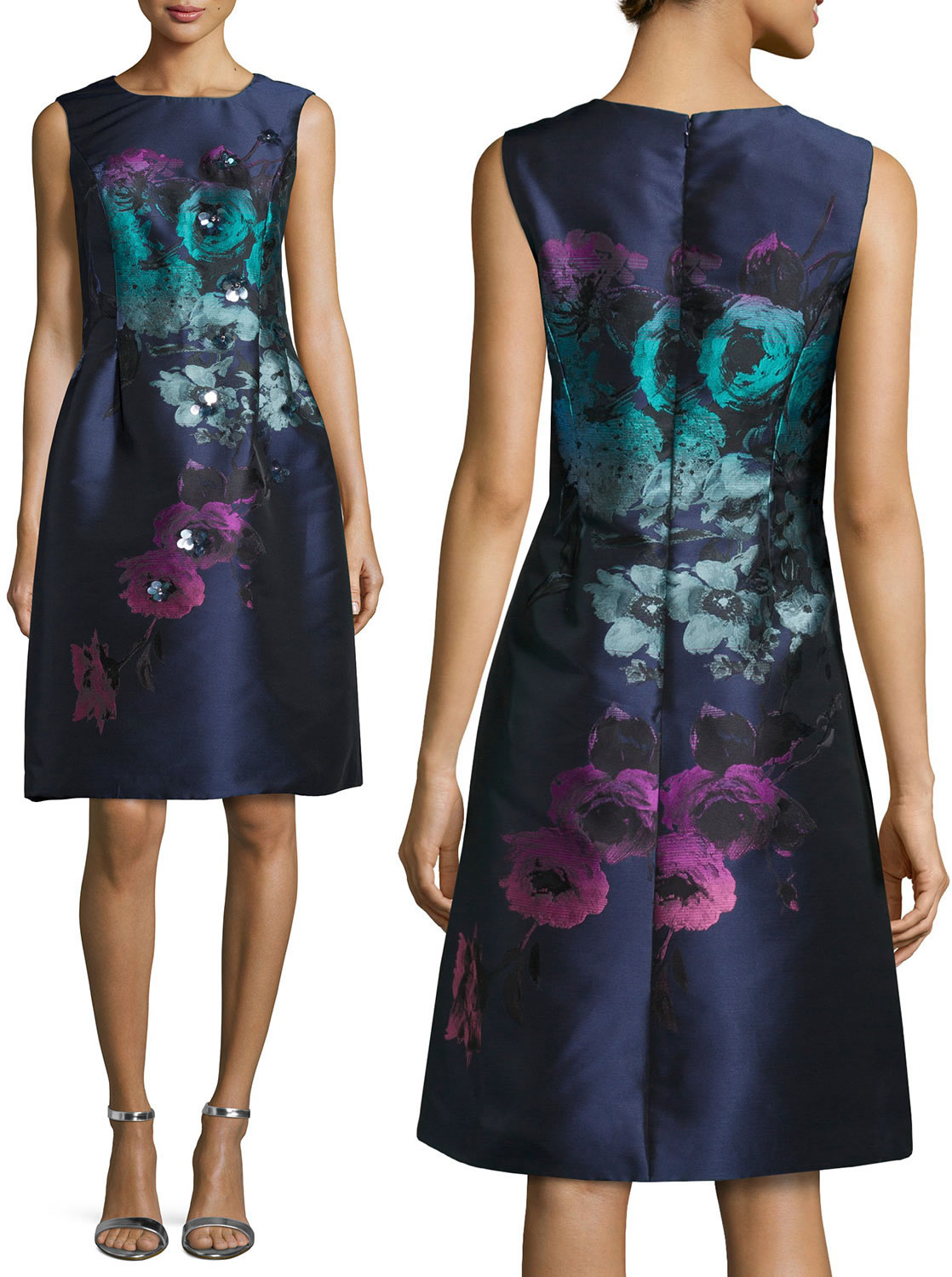 

Luxury Print Women Sheath Dress Fashion Beaded Sleeveless Dresses 151015107, As pictures