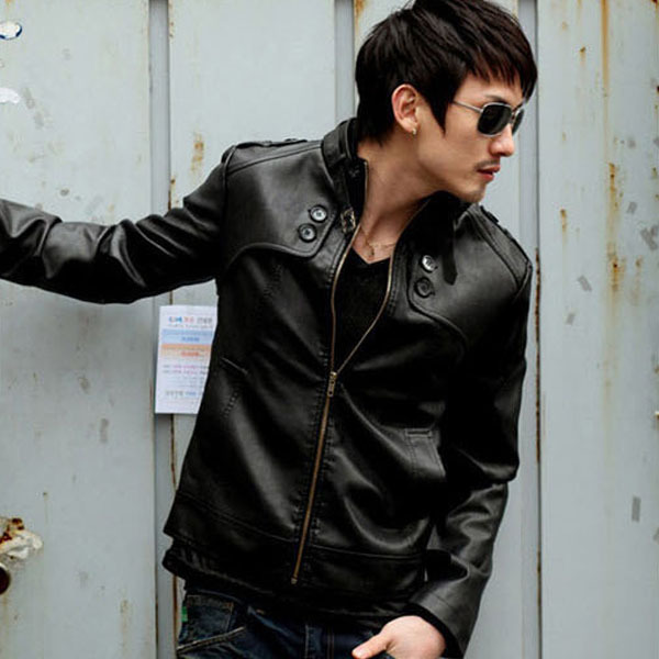 Fall-best price for Men's Punk Bomber Motorcycle PU Leather Stand Collar Biker Jacket Coat Motorcycle Out wear