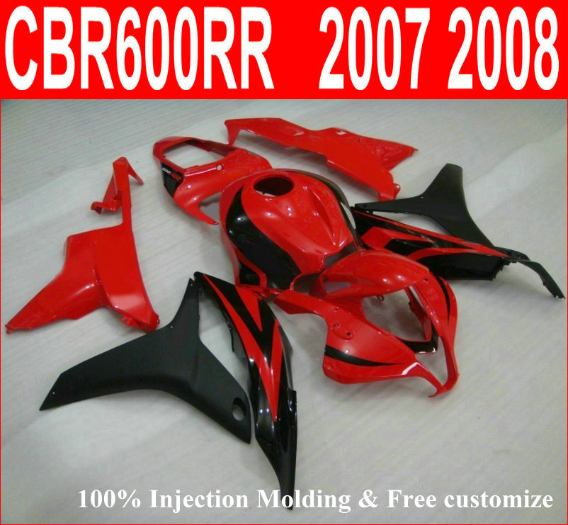 

Customize Motorcycle Red black bodyworks for Honda fairings CBR 600 RR CBR600RR 07 08 CBR 600RR fairing kit 2007 2008 KDEQ, Same as picture