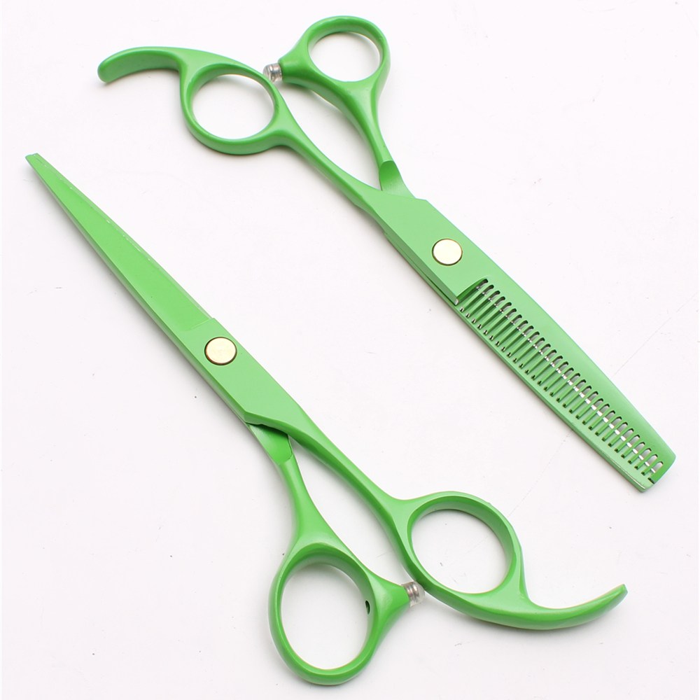 

5.5" 16cm JP 440C Customized Logo Green Professional Human Hair Scissors Barbers' Hairdressing Shears Salon Style Tools New Excelent C1023