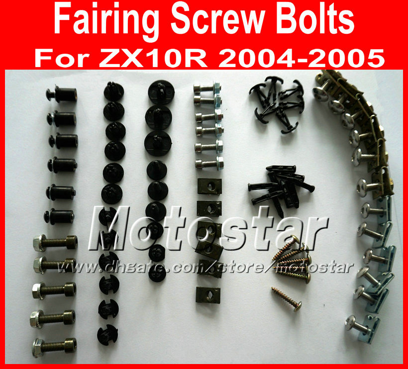 

New Professional Motorcycle Fairing screws bolt kits for KAWASAKI 2004 2005 ZX10R 04 05 ZX 10R black aftermarket fairings bolts screw parts