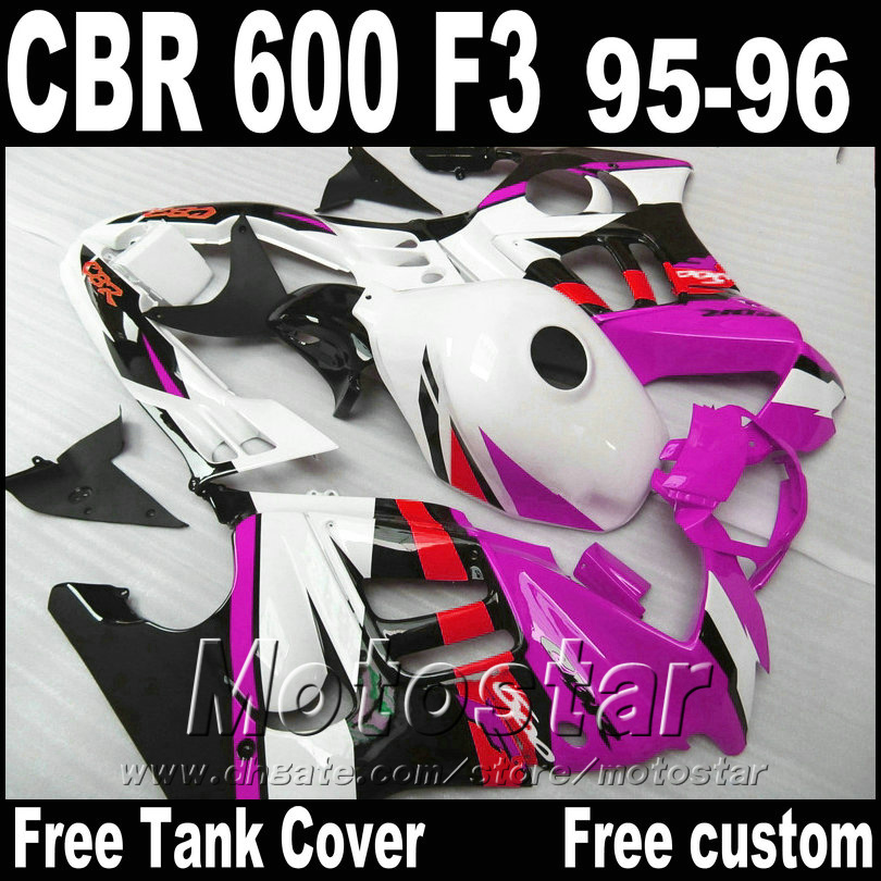 

ABS plastic fairings set for HONDA 1995 1996 CBR600 F3 aftermarket CBR 600 95 96 purple white black fairing kit ZB92, Multi-color