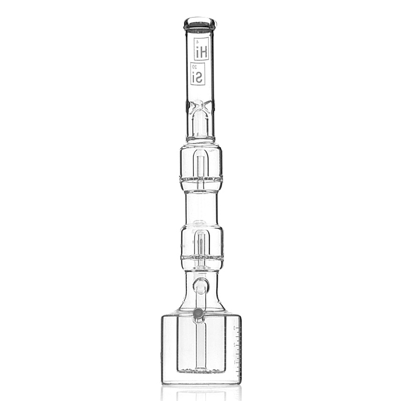 

HiSi Glass 22 Inch hookah Triple Geyser Perc with Drain Cap Bongs Water Pipes 18mm Female Joint