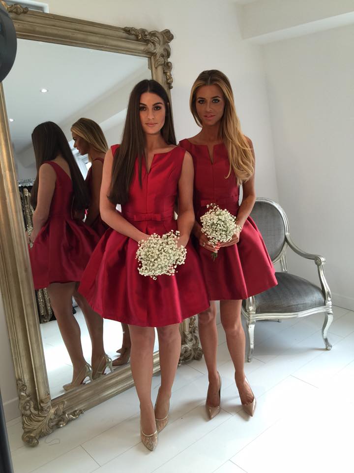 short wine colored bridesmaid dresses