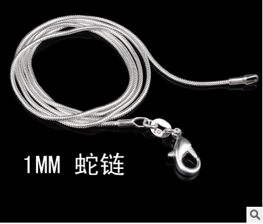 

Wholesale - FREE SHIPPING! 20pcs 925 sterling silver 1mm snake chain 16",18",20",22" ,24" (can choose the length)