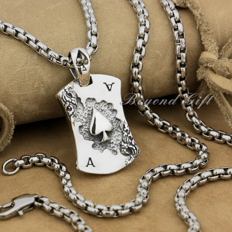 

925 Sterling Silver Pendant Spades A Punk Jewelry 9R008