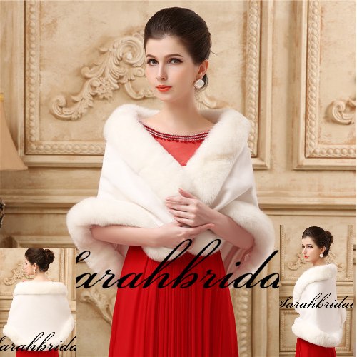 

New Faux Fur Bridal Shrug Wrap Cape Stole Shawl Bolero Jacket Coat Perfect For Winter Wedding Bride Bridesmaid Free Shipping Real Image 2019, As shown