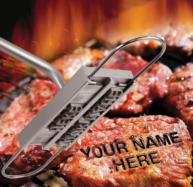

BBQ Barbecue Branding Iron Tools With Changeable 55 Letters Fire Branded Imprint Alphabet Alminum Outdoor Cooking For Steak Meat, Silver
