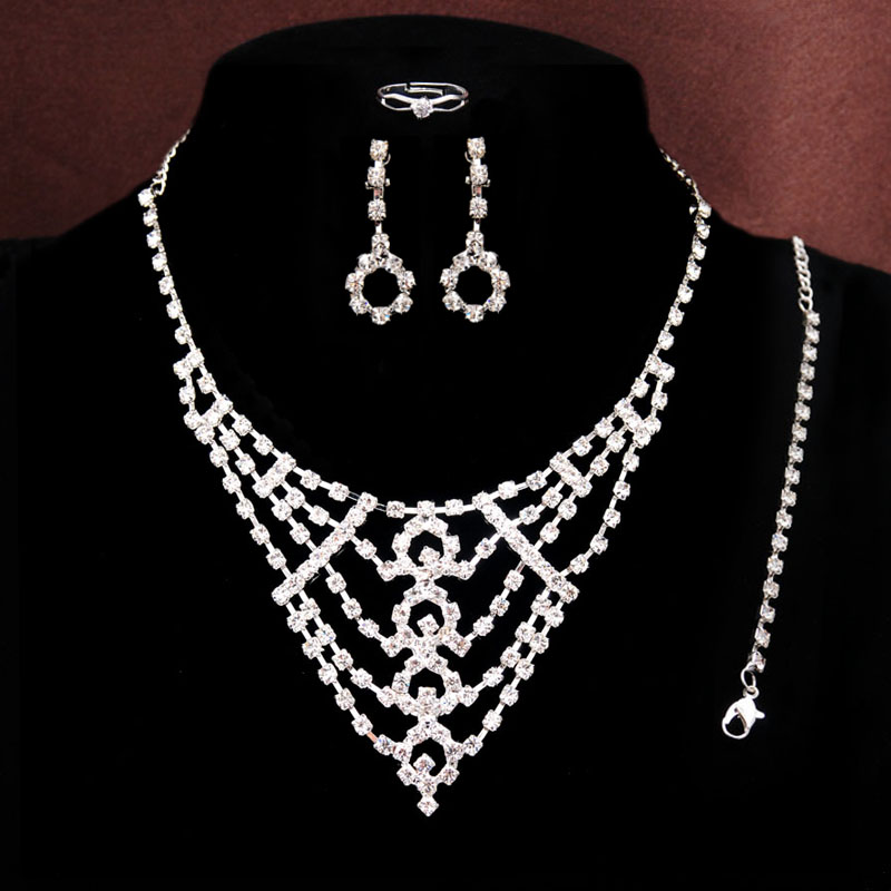

Free Shipping Vintage Classic type 18K Silver Plated Austrian Crystal Bridal Wedding Jewelry Sets Wholesal, Slivery;golden
