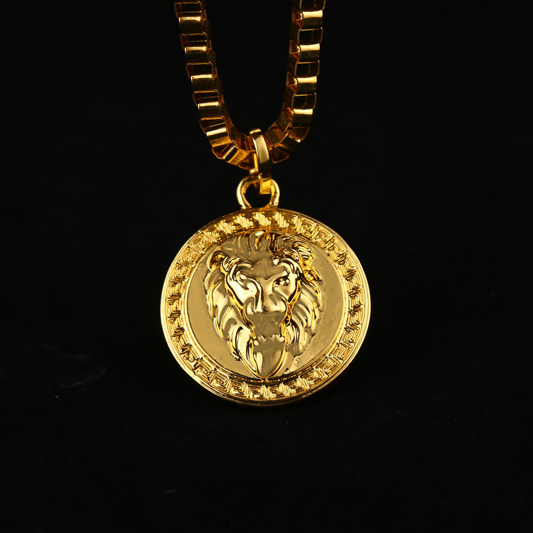 

HOT 18K Gold Silver Plated Lion Medallion Head pendant Hip hop necklaces for mens bijouterie High Quality