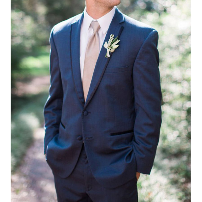 

2018 Navy Blue Wedding Groomsmen Tuxedos for Groom Tuxedos Two Piece Business Evening Party Men Suits (Jacket + Pants ), Same as image
