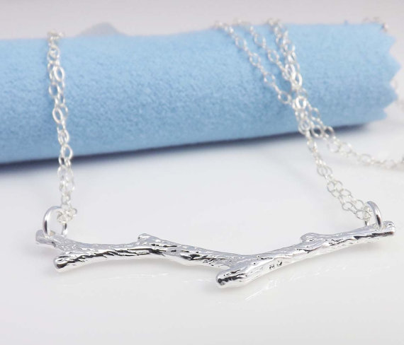 

30PCS- N018 Gold Silver Tree Branch Necklace Nature Woodland Twig Necklaces Simple Olive Bar Necklace Botanical Limb Necklace